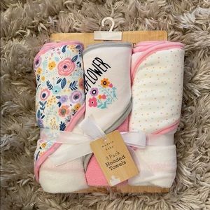 3 pack baby girl hooded towel